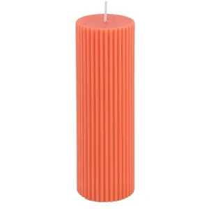 Comparateur de prix : bougie pilier cire cannelée 15x5cm 30h tangerine - générique 13293-17
