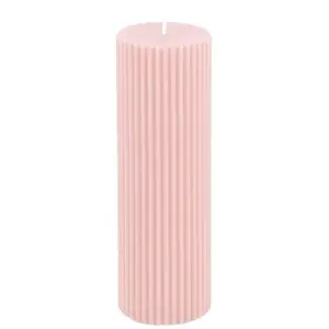 Comparateur de prix : Grande Bougie Pilier Cannelée 5x15cm, Rose Water
