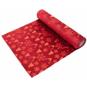Chaks 11472-02, Chemin de table Velours Icônes Noël Rouge/Rouge métal