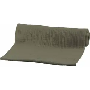 RueDeLaFete Chemin de table coton gaufré 3m Vert Kaki pas cher