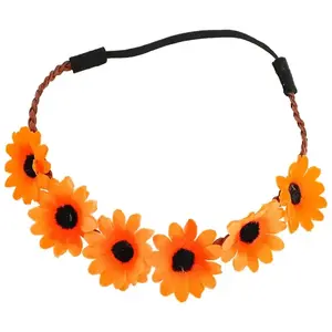 RueDeLaFete Bandeau souple Tournesol hippie pas cher