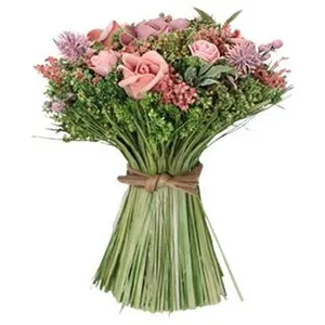 bouquet champêtre roses artificielles 20cm - chaks 11605 pas cher