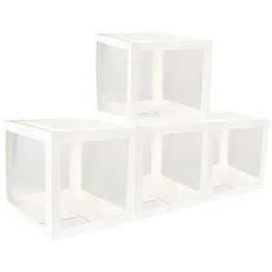 CHAKS Décoration - 4 Cubes en Carton Rigide Personnalisables Blancs - Largeur 30cm