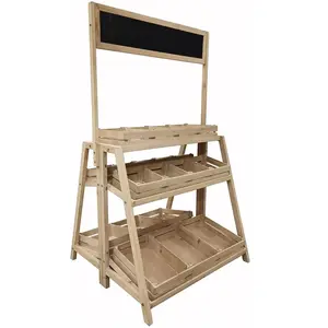 Présentoir - CHAKS - 11552 - Bois massif - 3 niveaux - Ardoise recto/verso - 130 cm pas cher