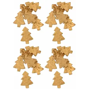 RueDeLaFete Sachet de 24 SAPINS en Ecorce bois naturel 5,4cm à disperser, Or mat pas cher