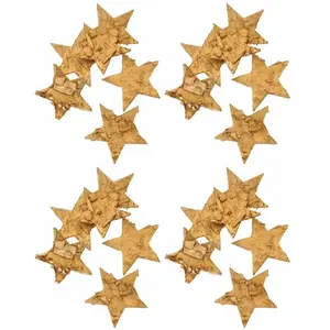 RueDeLaFete Sachet de 24 ETOILES en Ecorce bois naturel 5,4cm à disperser, Or mat pas cher