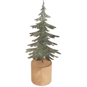 Chaks 11416, Centre de table Sapin métal vert/or 24cm