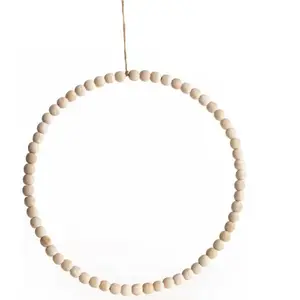suspension anneau perles bois 26x1.4cm nature - chaks 11924 pas cher