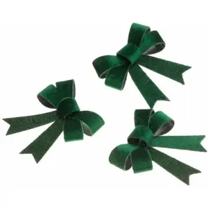 Set de 3 petits Noeuds Velours 12,7cm, Vert foncé