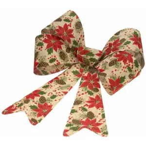 Non communiqué noeud jute poinsettias pommes de pin 36.5x50.8cm - chaks 12297 pas cher