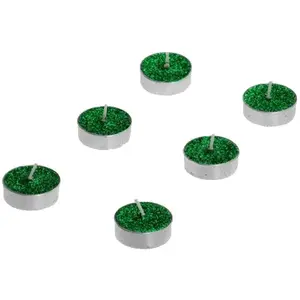 RueDeLaFete Set de 6 Bougies chauffe-plat paillettes, vert Jungle pas cher