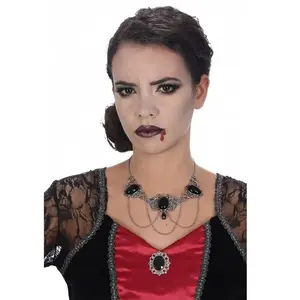 Comparateur de prix : RueDeLaFete Ras de cou Collier gothique avec pierre noire C 12100