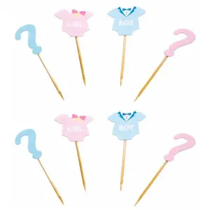 RueDeLaFete Sachet de 8 Pics à gâteau Boy or Girl 9cm pas cher