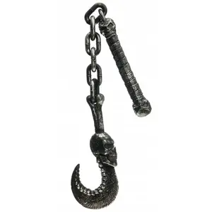 Manche avec chaîne et Crochet tête de mort 86cm