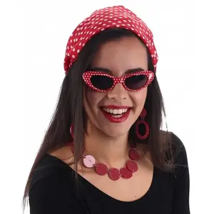 Comparateur de prix : Kit Années 50's Rouge à pois blancs 4 pièces, Rouge/Blanc