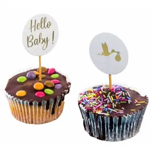 RueDeLaFete Sachet de 6 Pics à gâteau Hello Baby ! 8,5cm pas cher