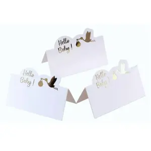 Comparateur de prix : Sachet de 6 Marque-places carton Hello Baby ! Blanc/Or