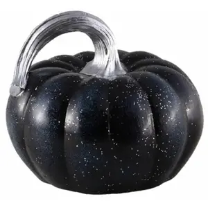 RueDeLaFete Citrouille résine Noire bleutée paillettes 13,3x12,8x11 cm pas cher