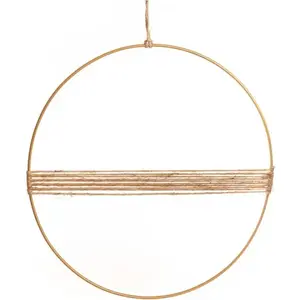 RueDeLaFete Anneau en métal doré avec cordes jute à suspendre, Ø 30cm pas cher