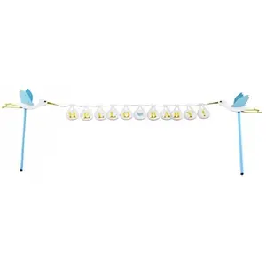 RueDeLaFete Cake Topper Hello Baby ! 27x16cm, Or/Bleu pas cher