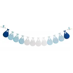 Comparateur de prix : Guirlande Baby Shower personnalisable 2m40, Blanc/Bleu