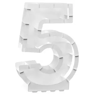 Comparateur de prix : Structure 63,5cm en carton/film pour ballons, Chiffre 5 Blanc