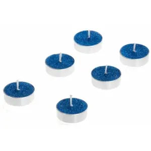 RueDeLaFete Set de 6 Bougies chauffe-plat paillettes, Bleu Roy pas cher