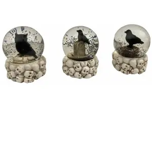 Comparateur de prix : BOULE À NEIGE OISEAUX TÊTE MORT 7X9CM