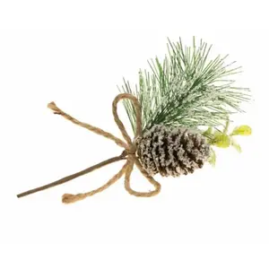 Tige sapin et pomme de pin naturelle enneigés 16cm