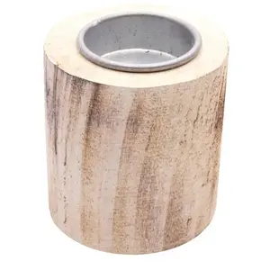 RueDeLaFete Bougeoir Tronc bois blanchi 8cm pas cher