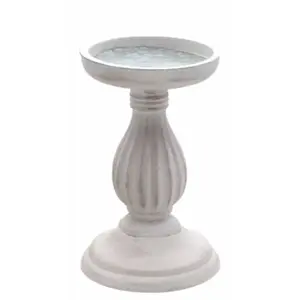RueDeLaFete BOUGEOIR PILIER BOIS 10.5X17CM BLANC IVOIRE Beige pas cher