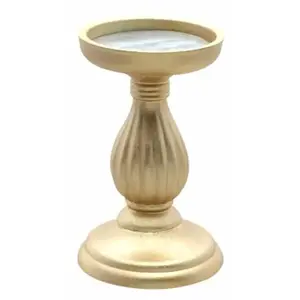 RueDeLaFete Porte-bougie en bois 17cm, Or pas cher
