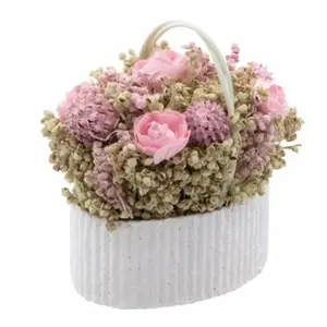 Chaks 12623, Déco Bouquet Roses Lina séchées dans Panier 8cm pas cher
