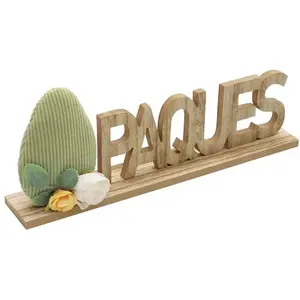 Comparateur de prix : Chaks CENTRE DE TABLE PÂQUES BOIS VELOURS 30X5X13CM VERT Beige