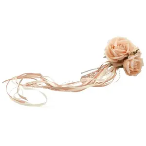 Chaks 12610-04, Bouquet de 3 Roses avec rubans, rose d'Ambre pas cher