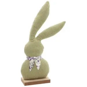RueDeLaFete DÉCOR LAPIN VELOURS PÂQUES 14X5X27CM VERT SAUGE Vert pas cher