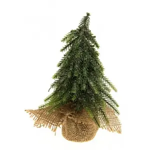RueDeLaFete Petit Sapin réaliste 20cm avec sac jute, effet givré pas cher