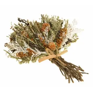 Chaks 12344, Bouquet de table Noël vintage Vert/Ambre/ Or mat 19cm