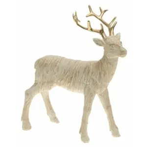 Comparateur de prix : Chaks 12346, Déco Renne en résine vintage avec bois or 14cm