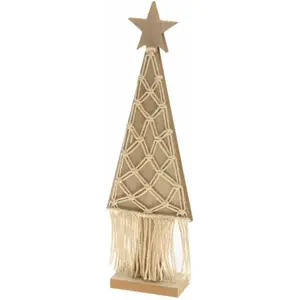 RueDeLaFete Déco Grand Sapin en bois naturel sur pied avec macramé 51cm pas cher