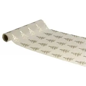 Chemin De Table Tissu Sapins Or 30cmx3m Nature