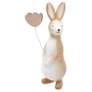 Comparateur de prix : Déco Petit Lapin de Pâques debout en résine avec coeur, 12 cm