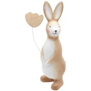 Comparateur de prix : Déco Lapin de Pâques debout en résine avec coeur, 20 cm