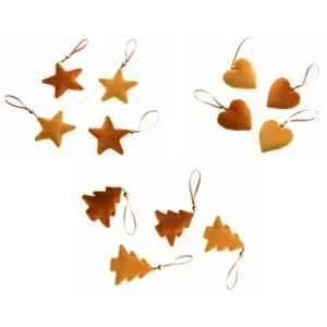 RueDeLaFete Sachet de 4 mini-décorations Velours ambre (assorties) pas cher