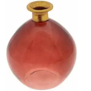 RueDeLaFete VASE BOULE VERRE GOULOT OR 12.5X14.5CM LIE DE VIN pas cher