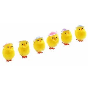 Chaks 12574, Boite de 6 petits Poussins jaunes avec chapeaux 4cm pas cher