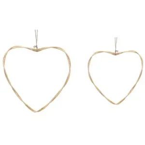 Comparateur de prix : Set de 2 Grands Coeurs en rotin à suspendre 37,5cm et 41cm