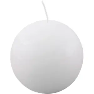 RueDeLaFete Bougie Boule diam 7,6cm finition rustique, Blanc pas cher