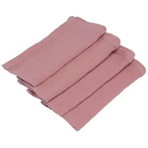 Lot de 4 Serviettes en coton gaufré 40x40cm Rose poudré