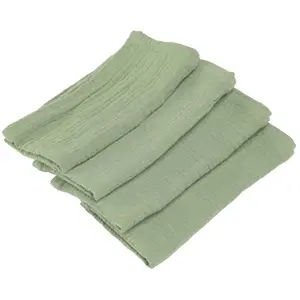 RueDeLaFete Lot de 4 Serviettes en coton gaufré 40x40cm Vert Sauge pas cher